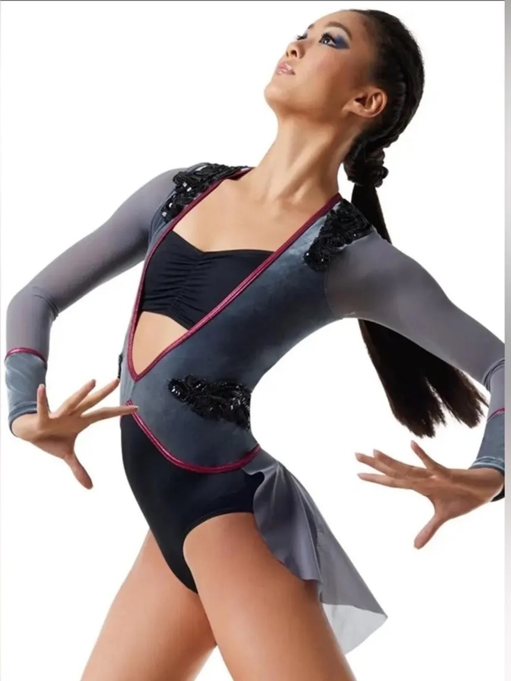 Balera Velvet Dress Leotard Dance Costume Pink Gray Black